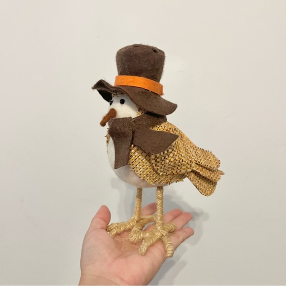 Fall Harvest Fabric Bird Decoration Figure with Top Hat Scarf Target Style Brown - Picture 6 of 7
